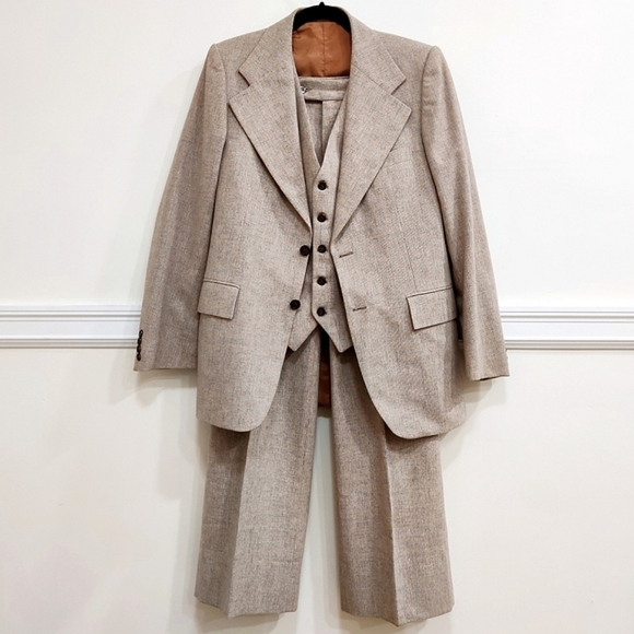 Yves Saint Laurent vintage tweed 3 piece suit / jacket vest & pants matching set - Picture 1 of 16